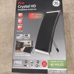 GE Pro Indoor Crystal HD Amplified Antenna 4K Ultra HD 1080P 40-Mile Range